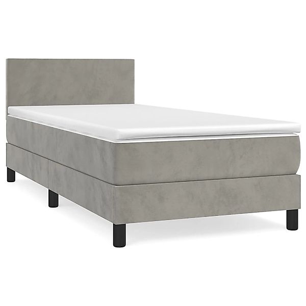 Vidaxl Boxspringbett Mit Matratze Hellgrau 100x200 Cm Samt günstig online kaufen