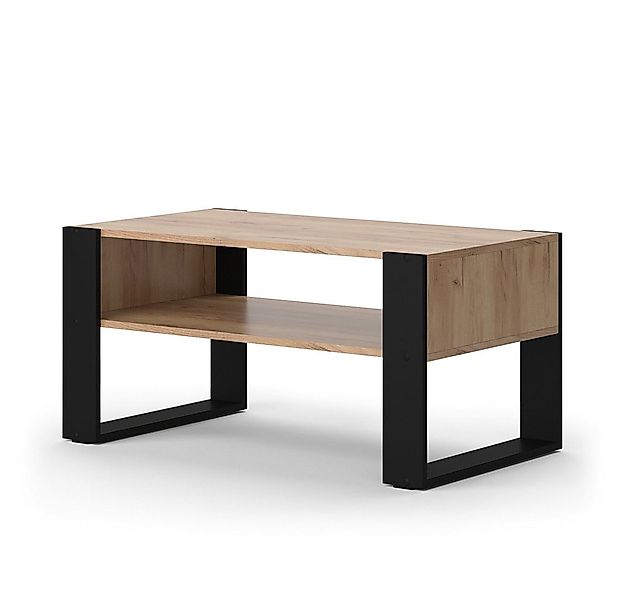 Vicco Couchtisch Olli, Goldkraft Eiche/Schwarz, 92 x 52,4 cm mit Ablage günstig online kaufen