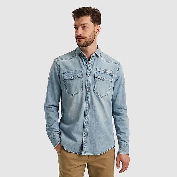 PME LEGEND Jeanshemd -  Long Sleeve Shirt Bleach Indigo Denim günstig online kaufen