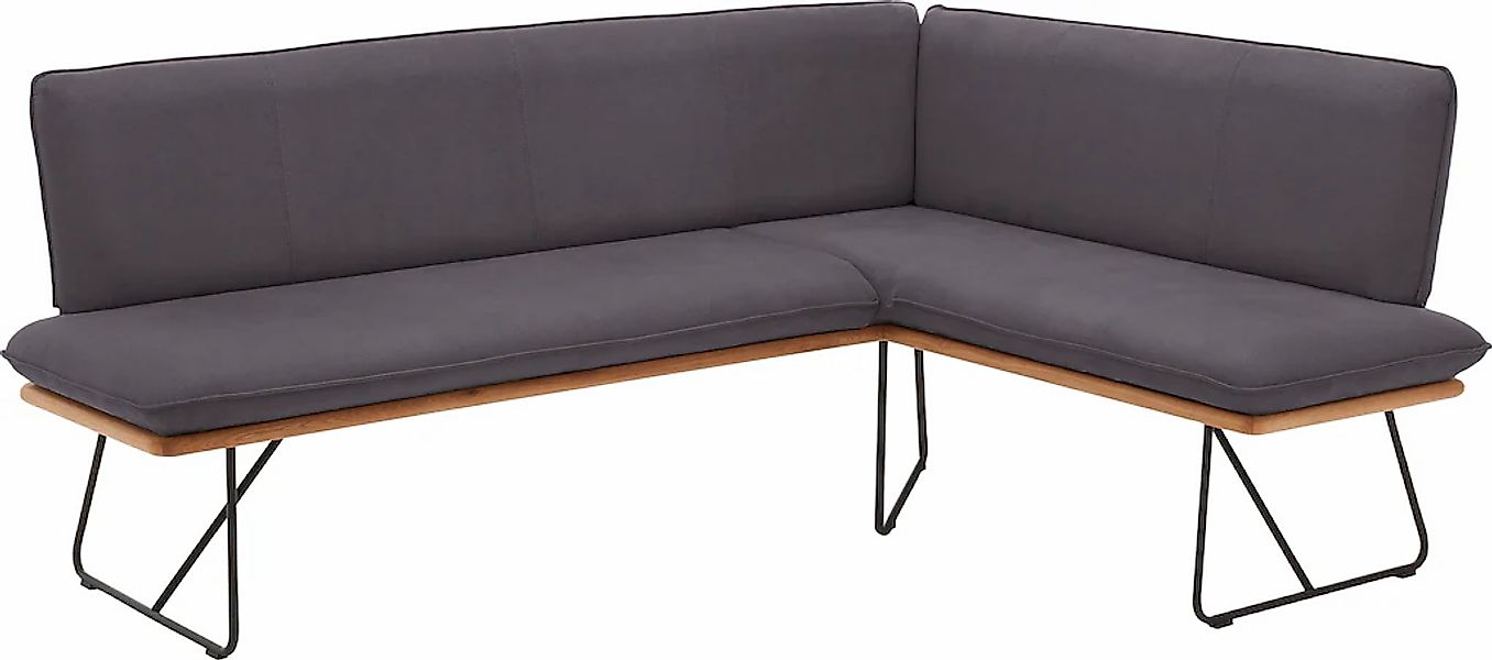 NIEHOFF SITZMÖBEL Eckbank Spitzkissenoptik, mit umlaufender Holzleiste in C günstig online kaufen