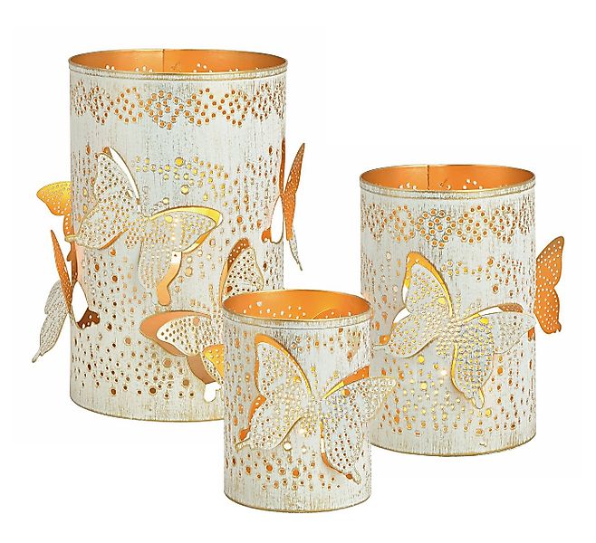 Spetebo Windlicht Metall 3D Windlicht Schmetterling - 3er Set (3er Set) günstig online kaufen