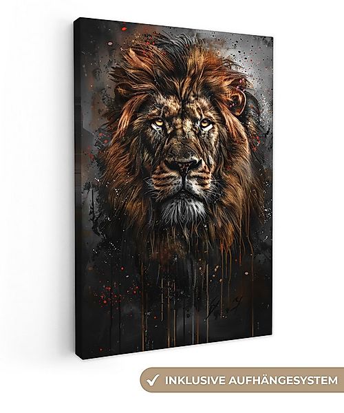 OneMillionCanvasses® Leinwandbild Löwe - Tiere - Porträt - Schwarz - Luxus, günstig online kaufen