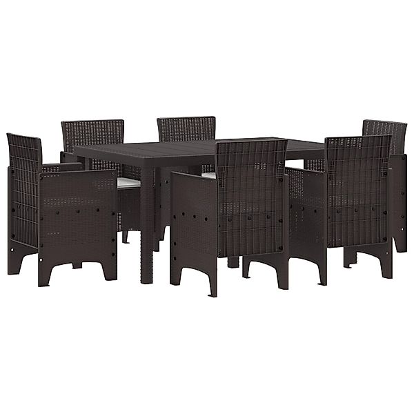 vidaXL 7-Teiliges Garten-Dining-Set mit Kissen Braun Poly-Rattan 3378559 günstig online kaufen