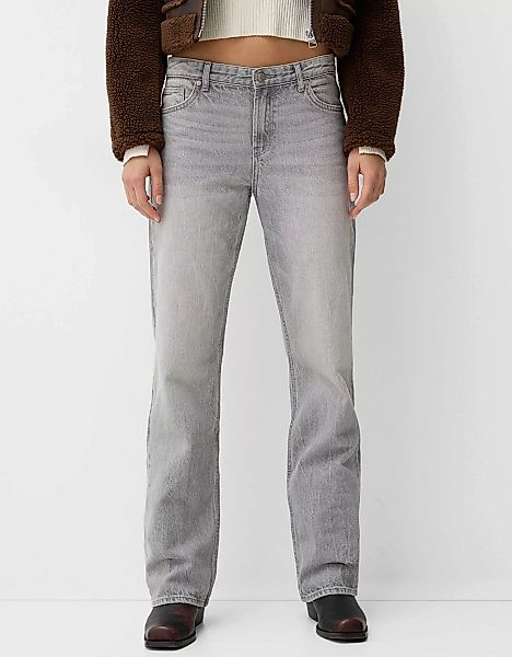 Bershka Straight Fit Jeans Damen 36 Grau günstig online kaufen