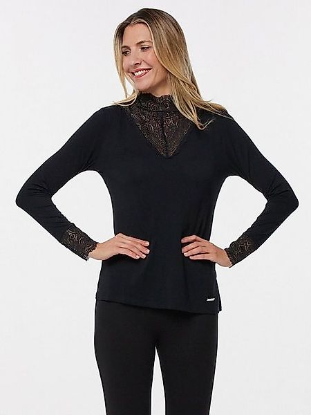 Sarah Kern Langarmshirt Longsleeve koerpernah mit Spitzendetail günstig online kaufen