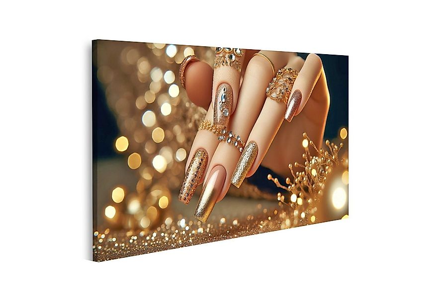 islandburner Leinwandbild Glitzernde Goldpracht Maniküre mit Juwelen Verede günstig online kaufen
