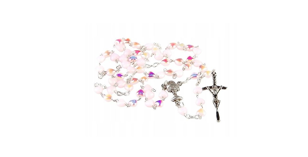 Festivalartikel Collier Kommunionsrosenkranz mit zarten rosa günstig online kaufen