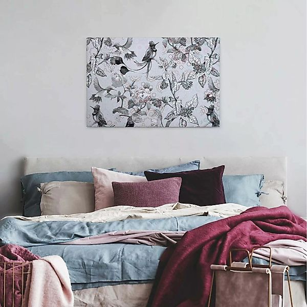 Bricoflor Schwarz Weißes Leinwandbild Mit Vögeln Modernes Bild Auf Leinwand günstig online kaufen