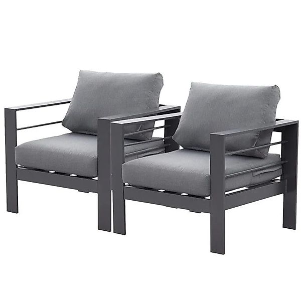 MeXo Gartensessel Outdoor 2 Sitzer Loungesessel Wetterfest Grau günstig online kaufen