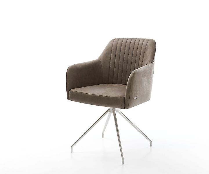 Esszimmerstuhl Greg-Flex Mikrofaser Taupe Vintage Kreuzgestell konisch Edel günstig online kaufen