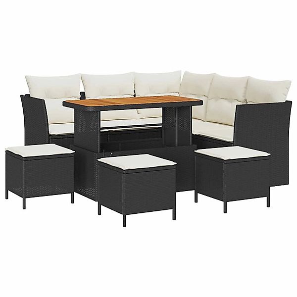 vidaXL 9-Teiliges Garten-Sofa-Set mit Kissen aus Schwarzem Poly Rattan und günstig online kaufen