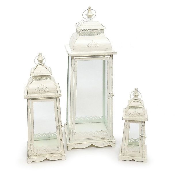 Grafelstein Kerzenlaterne 3tlg. Set Laterne LUGANO creme weiß antik aus Met günstig online kaufen