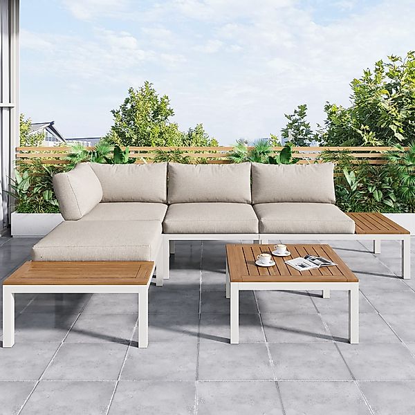 Merax Gartenlounge-Set Gartenmöbel set mit Aluminiumrahmen, günstig online kaufen