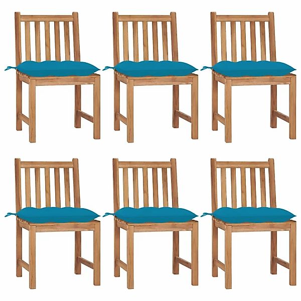 Gartenstühle 6 Stk. Mit Kissen Massivholz Teak günstig online kaufen