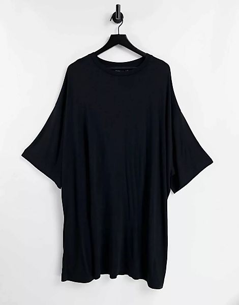 ASOS DESIGN – Langes Oversize-T-Shirt aus schwarzer Viskose günstig online kaufen