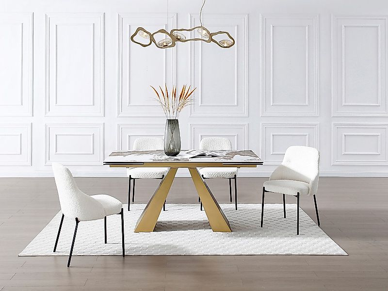 Esstisch ausziehbar - 6 bis 10 Personen - Sicherheitsglas, Keramik & goldfa günstig online kaufen