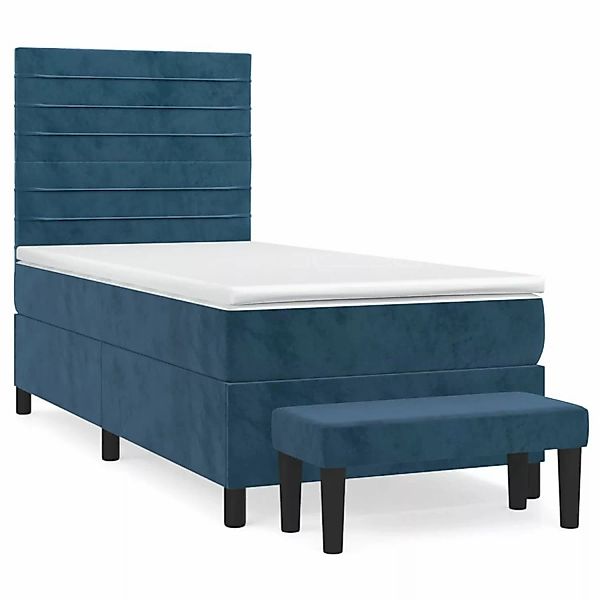 vidaXL Boxspringbett mit Matratze Dunkelblau 90x200 cm Samt1535573 günstig online kaufen