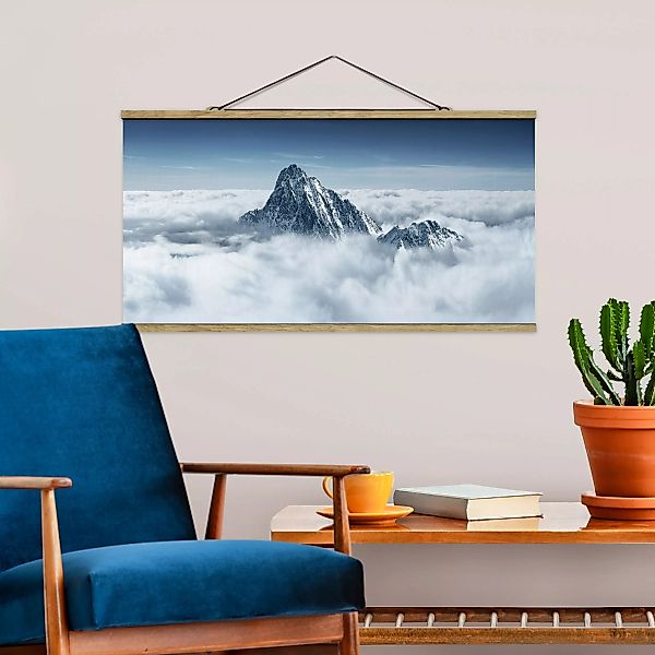 Stoffbild Berge mit Posterleisten - Querformat Die Alpen über den Wolken günstig online kaufen
