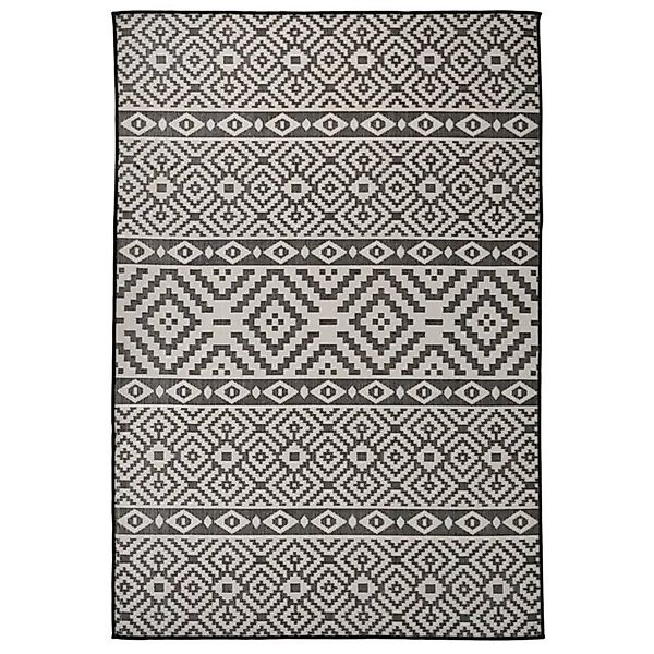 vidaXL Outdoor-Teppich Flachgewebe 160x230 cm Schwarz Gestreift 340853 günstig online kaufen