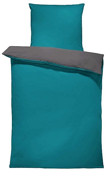 One Home Wendebettwäsche Doubleface, Mikrofaser, 2 teilig, petrol / anthraz günstig online kaufen