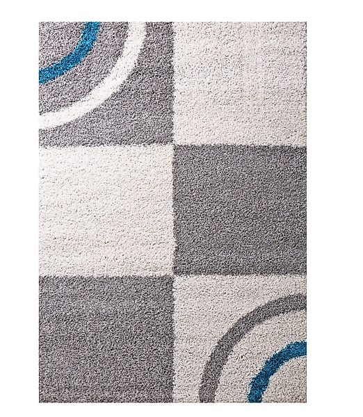 Vimoda Hochflor-Teppich Wohnzimmer Teppich Blau Grau, günstig online kaufen