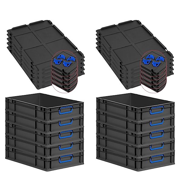 PROREGAL SparSet 10x Eurobox Nextgen Color Mit Auflagedeckel HxBxT 12x40x60 günstig online kaufen