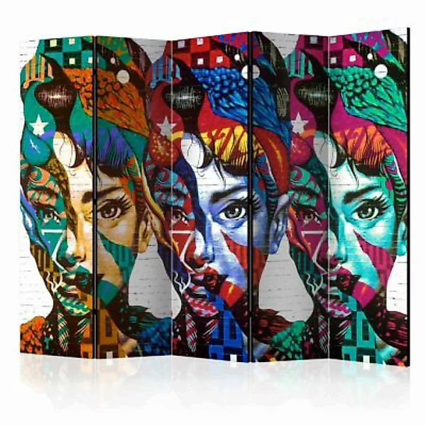 artgeist Paravent Colorful Faces II [Room Dividers] mehrfarbig Gr. 225 x 17 günstig online kaufen