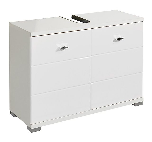 Waschbeckenunterschrank POOL, B 80 cm, Weiß, mit 2 Türen, mit Siphonausschn günstig online kaufen