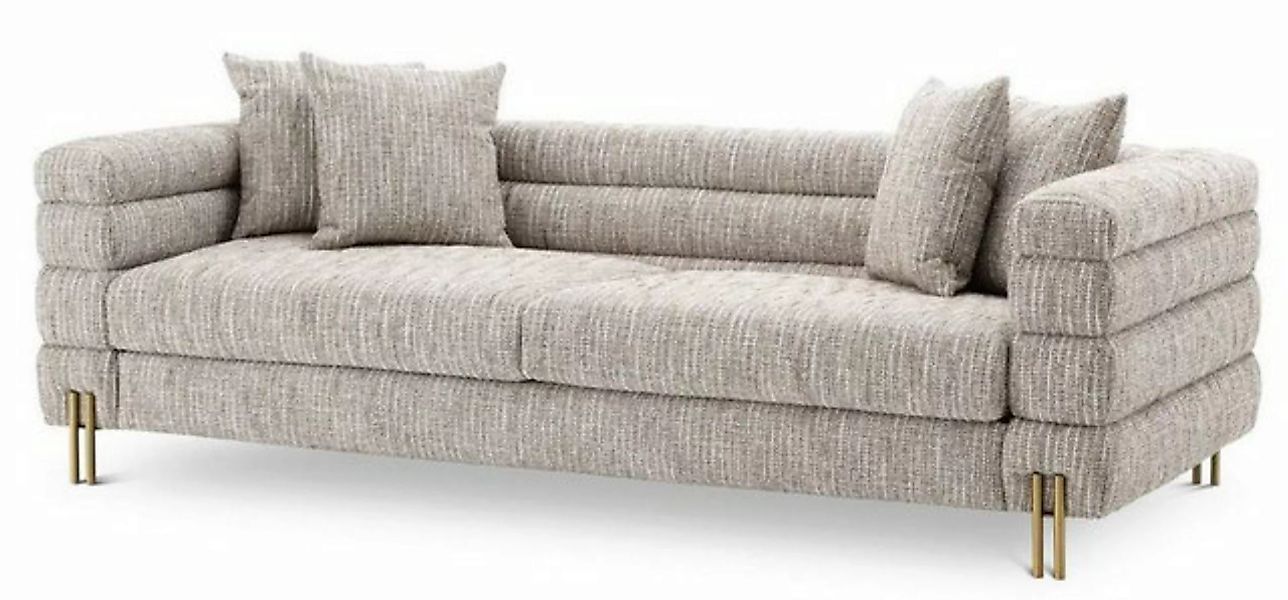 Casa Padrino Sofa Luxus Sofa mit Kissen Beige / Messingfarben 230 x 97 x H. günstig online kaufen