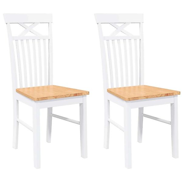 vidaXL Esszimmerstühle 2 Stk Weiß Massivholz Gummibaum 4102414 günstig online kaufen