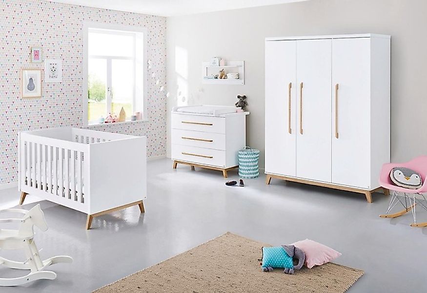 Pinolino® Babyzimmer-Komplettset »Riva«, (Set, 3 tlg., Kinderbett, Schrank, günstig online kaufen