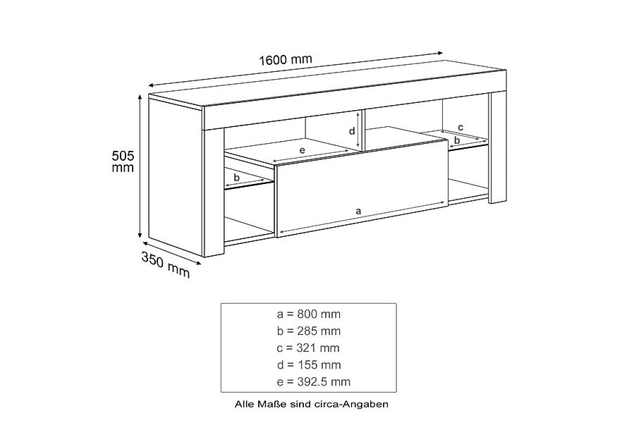 SONNI TV-Schrank Schwarzer TV-Ständer mit LED-Beleuchtung Stilvoll mit 12 L günstig online kaufen
