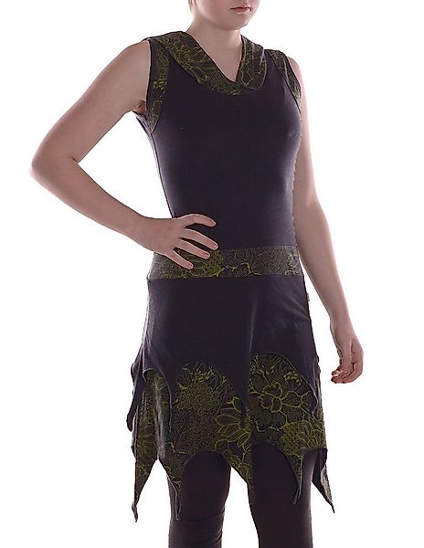 Vishes Sommerkleid Damen Kleid Baumwolle Blumen-Muster Asymmetrisch mit Kap günstig online kaufen