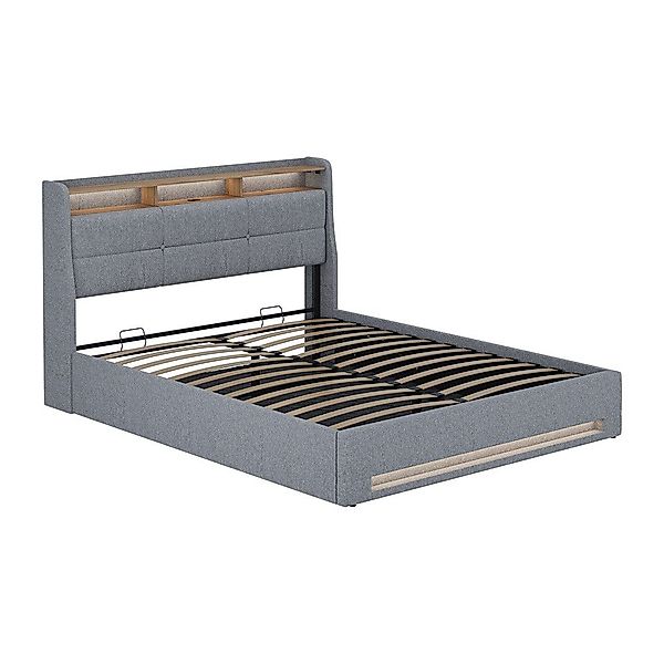Vicco Polsterbett Christin, Grau/Eiche, 160x200 mit günstig online kaufen