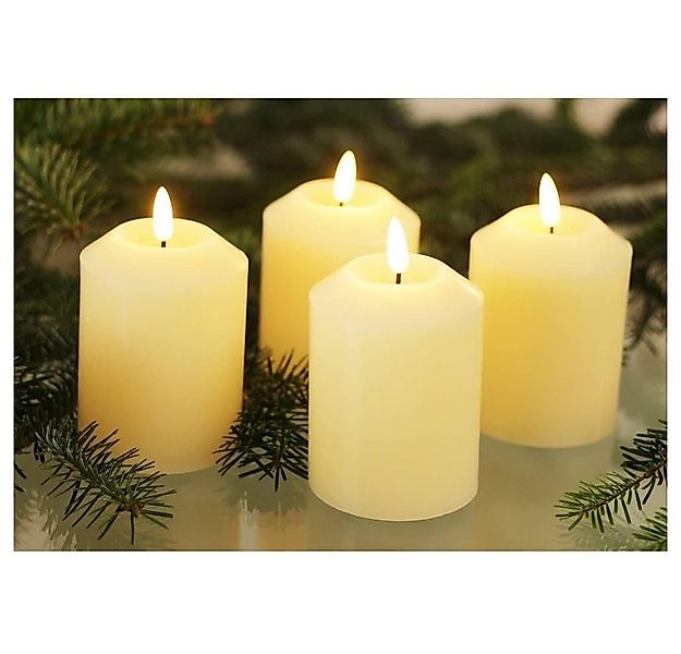 FHS LED-Kerze 35447 4er LED Echtwachskerzen Set Creme FB+Timer günstig online kaufen