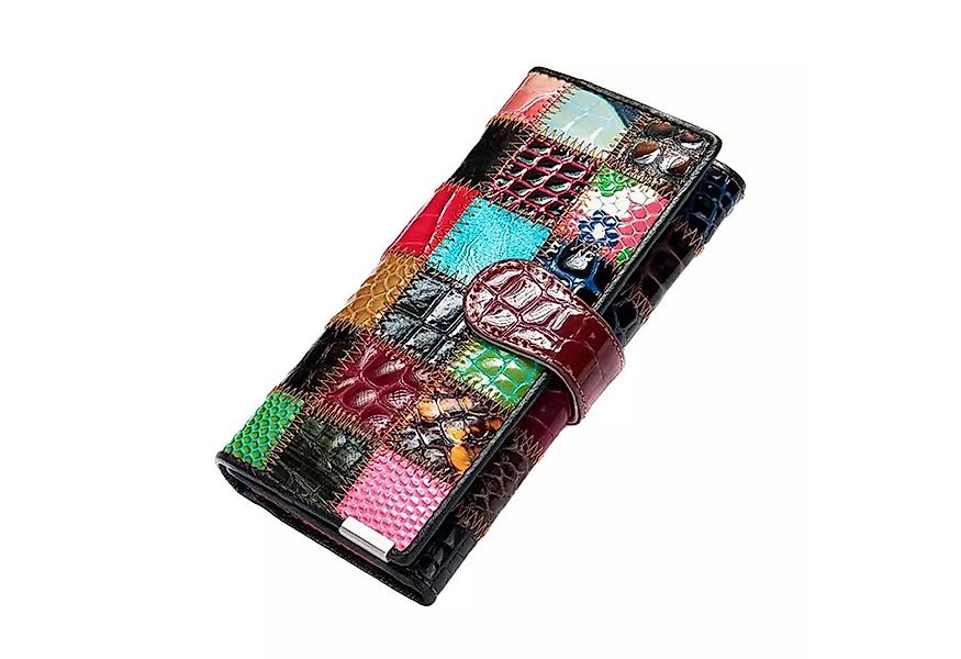 YUBRO-STUDIO Geldbörse Damen Echtleder Patchwork Geldbörse Große Kapazität günstig online kaufen