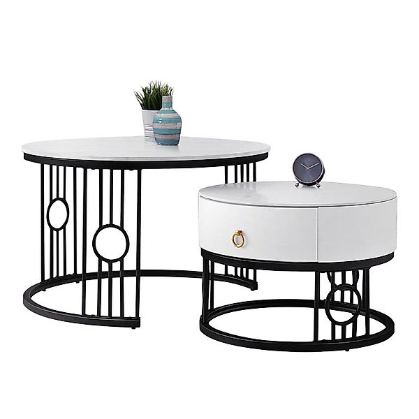 OKWISH Couchtisch Satztisch Rund Beistelltisch Kaffeetisch günstig online kaufen