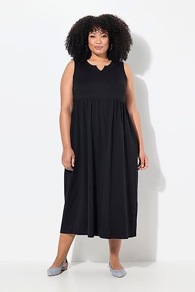 Ulla Popken Maxikleid Jerseykleid A-Linie Tunika-Ausschnitt günstig online kaufen