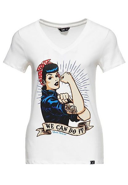 QueenKerosin Kurzarmshirt We can do it mit großem Vintage Druck vorne günstig online kaufen