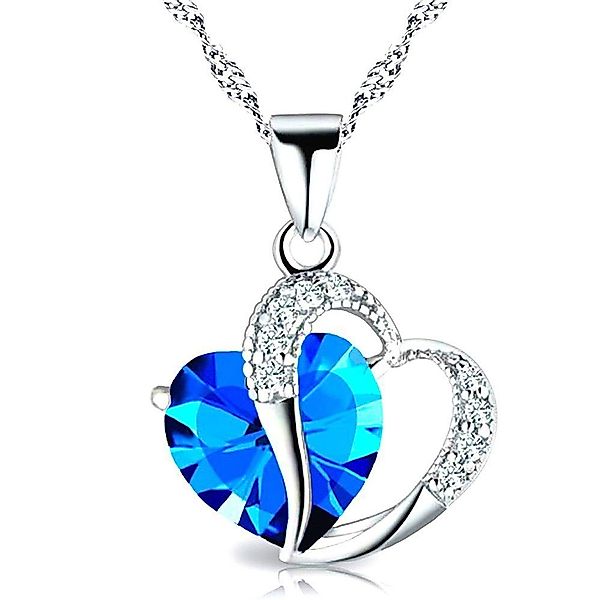 Kim Johanson Kette mit Anhänger Herz Blau (1-tlg), aus Edelstahl mit Zirkon günstig online kaufen