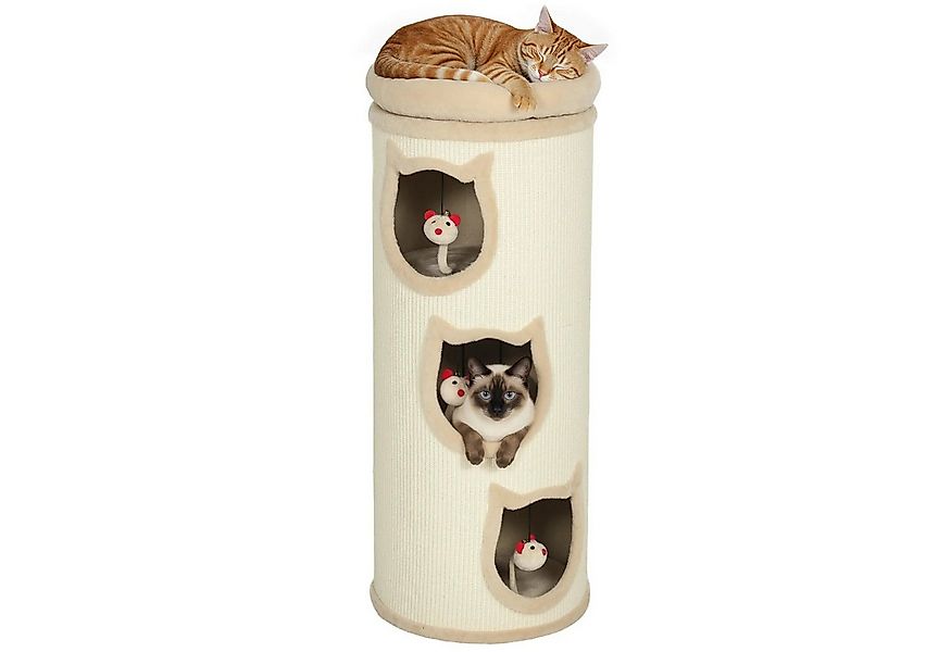 BlingBin Kratztonne 96 cm Hoch Ø 38 cm dreistöckige Katzenhöhle mit Plüschr günstig online kaufen
