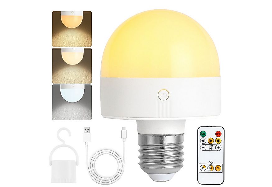 POPOLIC LED-Leuchtmittel Wiederaufladbare Glühbirne mit Timer und Fernbedie günstig online kaufen