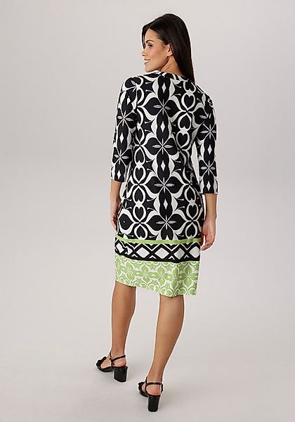 Aniston SELECTED Jerseykleid mit gemusterter Bordüre und grünem Kontrast am günstig online kaufen