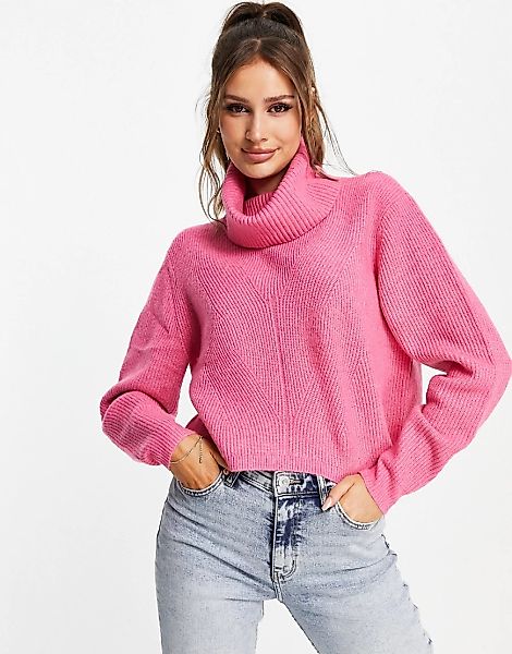 Miss Selfridge – Pullover mit Wasserfallkragen in leuchtendem Rosa günstig online kaufen