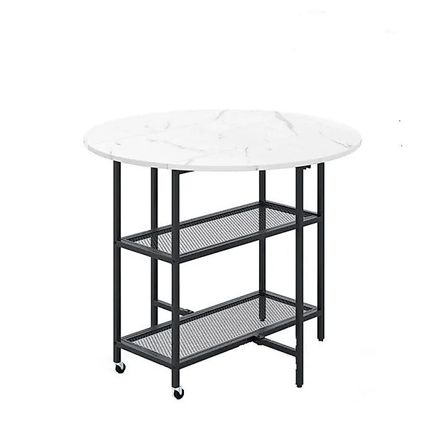 Costway Runder Esstisch Klappbar 2-4 Personen Marmor Optik Weiß günstig online kaufen