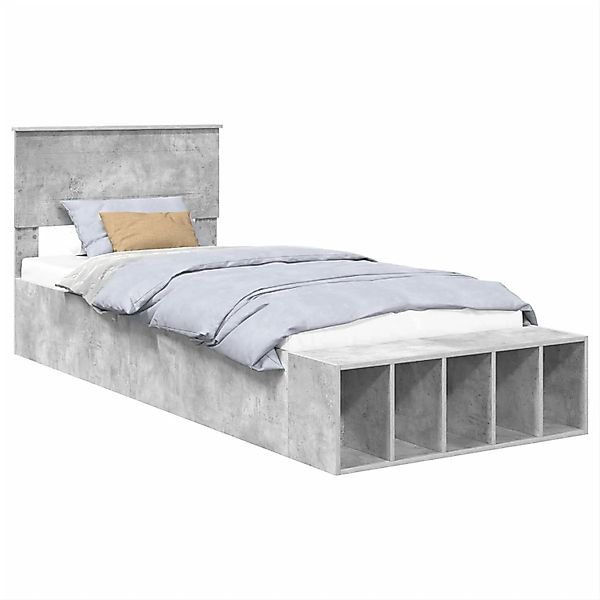vidaXL Bettrahmen mit Regal Beton Grau 70 x 190 cm Holzwerkstoff 3408420 günstig online kaufen