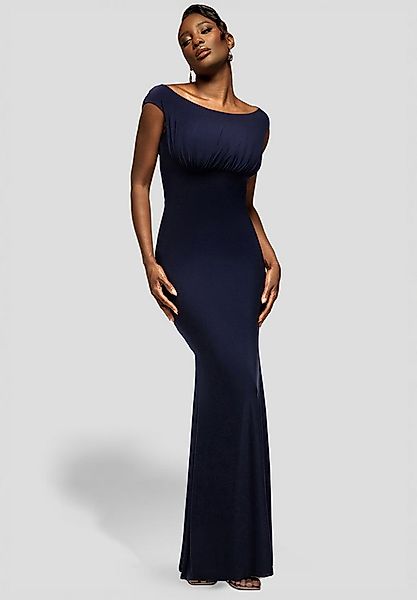 Goddiva Maxikleid Open Back Cowl Neck Gathered Maxi Dress With Velvet Tie B günstig online kaufen