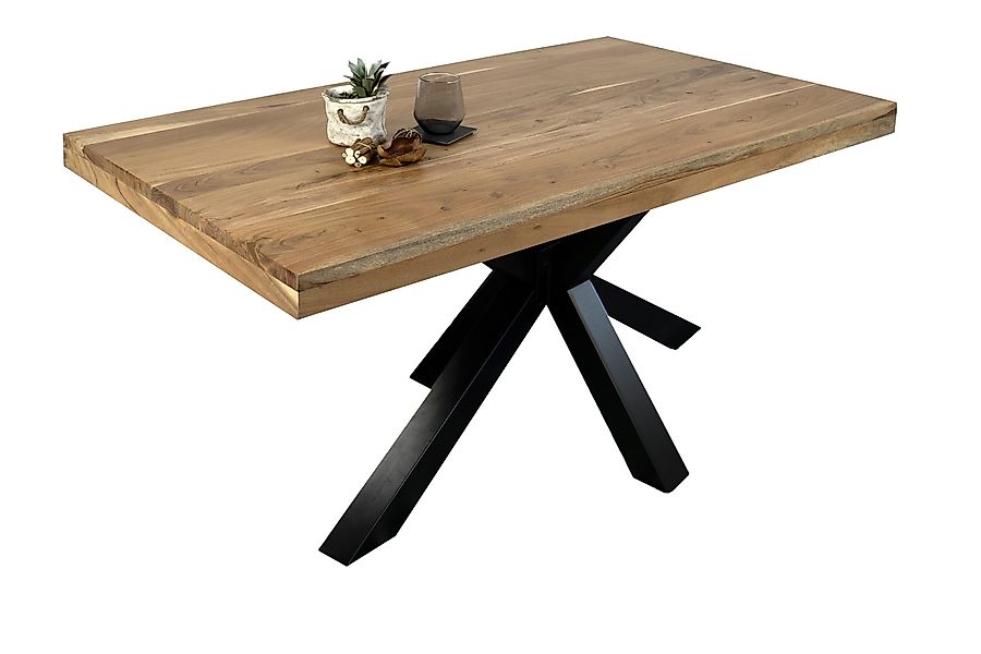 Loreno® Esstisch Rio, Akazienholz, Metallgestell Spider-Form, günstig online kaufen