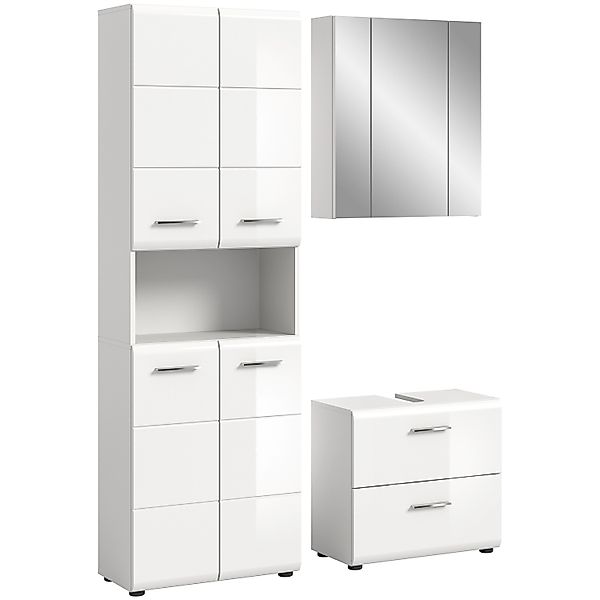 Badkombination m. Spiegelschrank Ice 135 cm x 190 cm x 32 cm Weiß-Weiß 3-tl günstig online kaufen