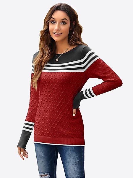 Imily Bela Sweater Damen Gestreifter Colorblock günstig online kaufen